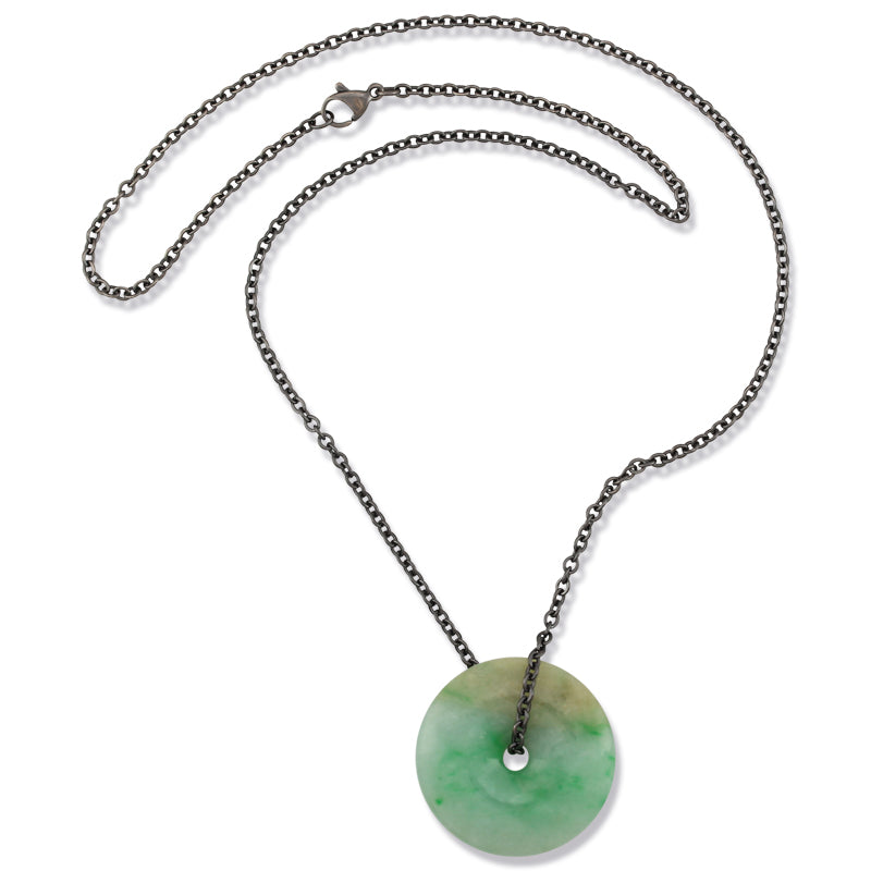 BLUE GREEN JADEITE JADE PI DISC NECKLACE UPC #383029