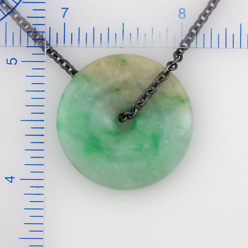 BLUE GREEN JADEITE JADE PI DISC NECKLACE UPC #383029