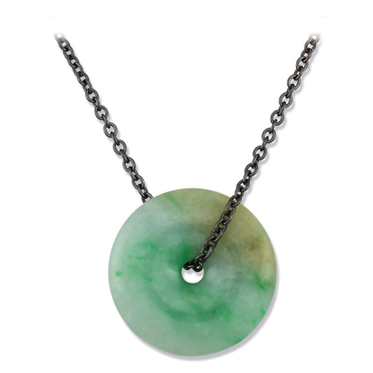 BLUE GREEN JADEITE JADE PI DISC NECKLACE UPC #383029