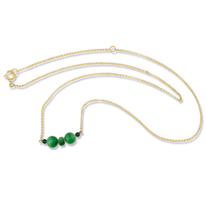 18K YELLOW GOLD GREEN JADEITE JADE NECKLACE UPC #380240