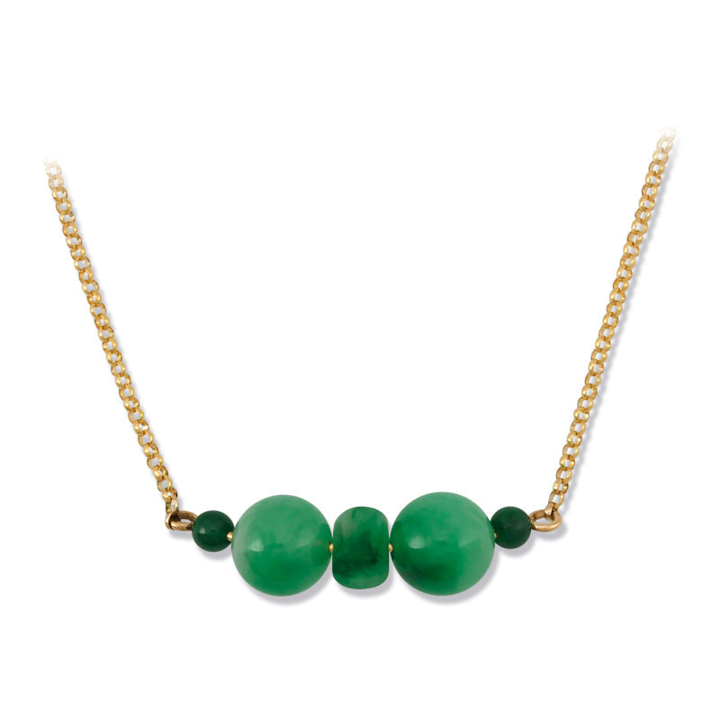 18K YELLOW GOLD GREEN JADEITE JADE NECKLACE UPC #380240