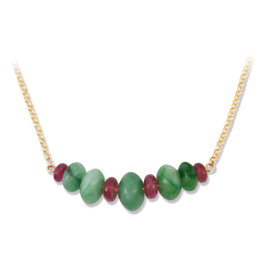 14K YELLOW GOLD GREEN JADEITE JADE ABACUS BEAD NECKLACE UPC #380363