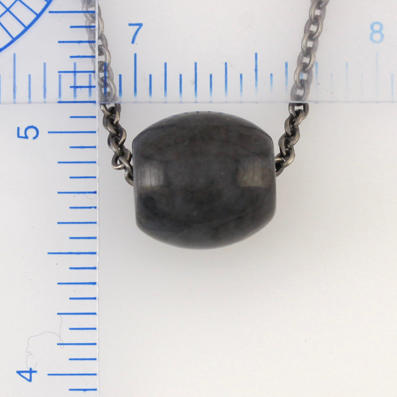 GREY JADEITE JADE BARREL SLIDE NECKLACE UPC #389113