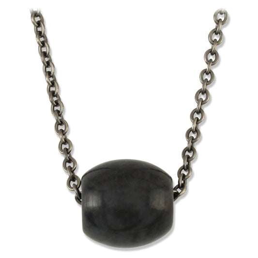 Jade Barrel on Steel Chain | Grey Jadeite Jade Necklace | UPC #389113