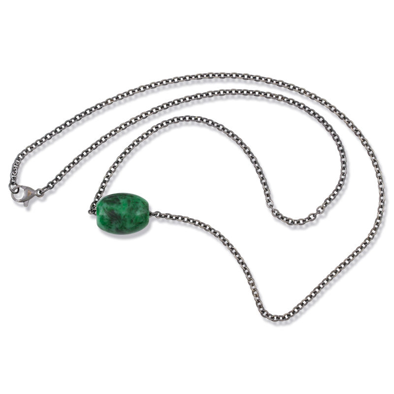 GREEN JADEITE JADE BARREL SLIDE NECKLACE UPC #381551