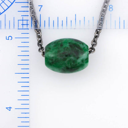 GREEN JADEITE JADE BARREL SLIDE NECKLACE UPC #381551