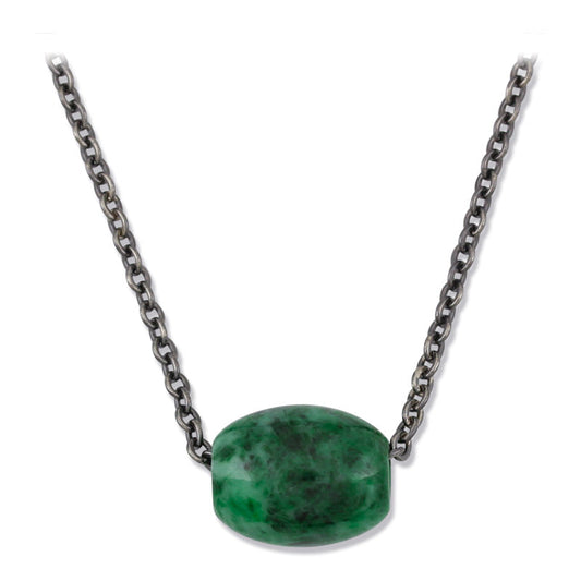 GREEN JADEITE JADE BARREL SLIDE NECKLACE UPC #381551