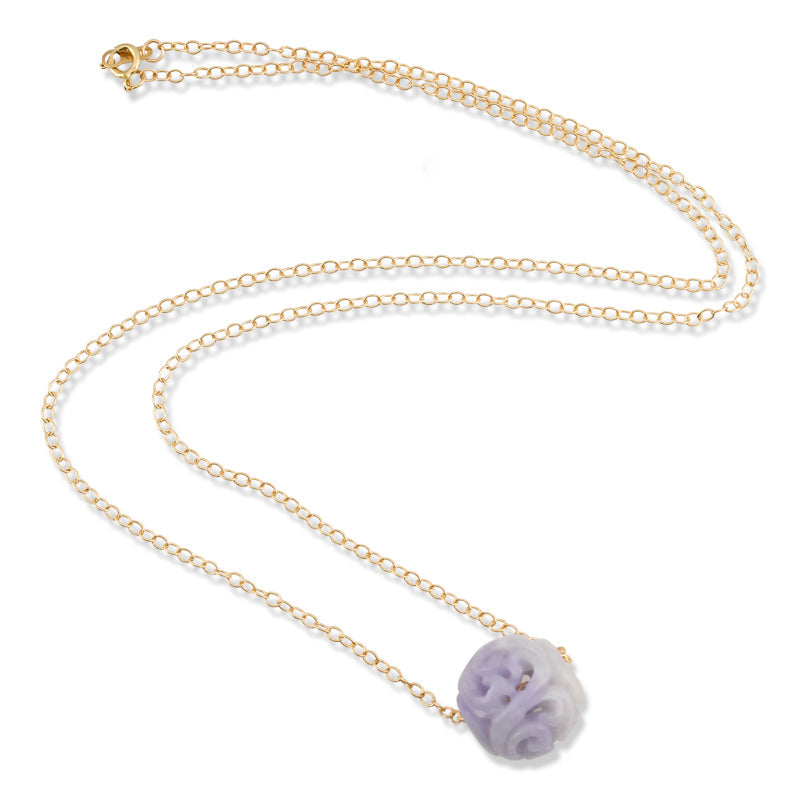 14K YELLOW GOLD LAVENDER JADEITE JADE NECKLACE UPC #383524