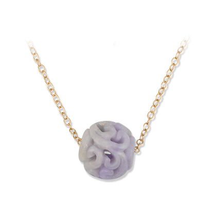 14K YELLOW GOLD LAVENDER JADEITE JADE NECKLACE UPC #383524