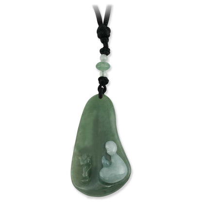 GREEN JADEITE JADE CARVED ADJUSTABLE NECKLACE UPC #384361