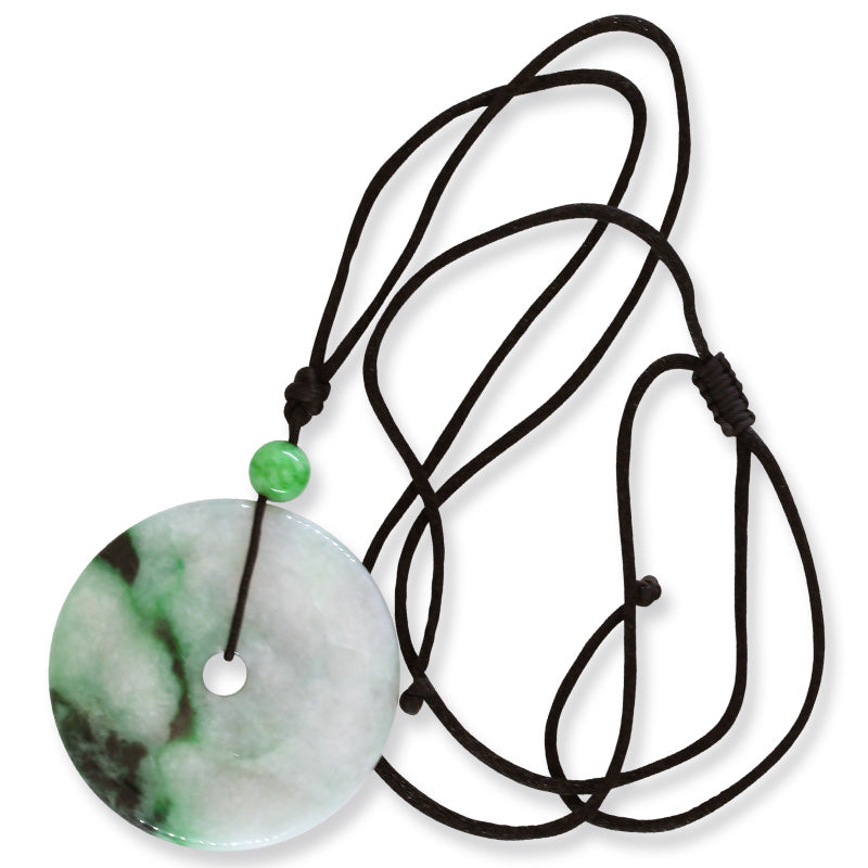 Large Green Jadeite Jade Donut Necklace | Jade Pi Disc for Men and Women | UPC #392335