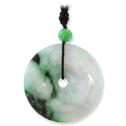 Large Green Jadeite Jade Donut Necklace | Jade Pi Disc for Men and Women | UPC #392335