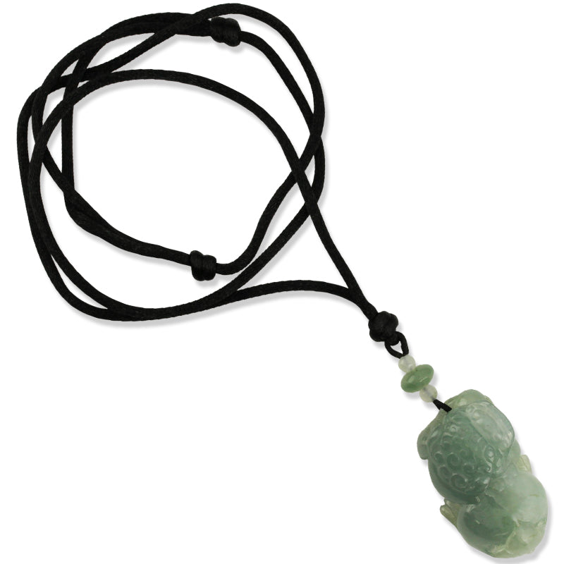 ICY GREEN JADEITE JADE CARVED FU DOG ADJUSTABLE NECKLACE UPC #387317