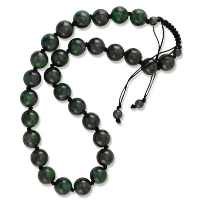 GREY WITH GREEN JADEITE JADE ADJUSTABLE BEAD NECKLACE UPC #391017