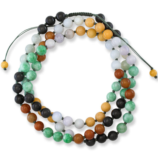 RAINBOW JADEITE JADE ADJUSTABLE BEAD NECKLACE UPC #396760