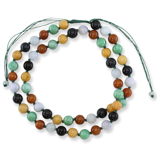 Rainbow Jadeite Jade Adjustable Bead Necklace | UPC #393738