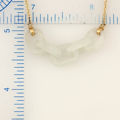 14K YELLOW GOLD ICE JADEITE JADE INTERLOCKING LINK NECKLACE UPC #390133