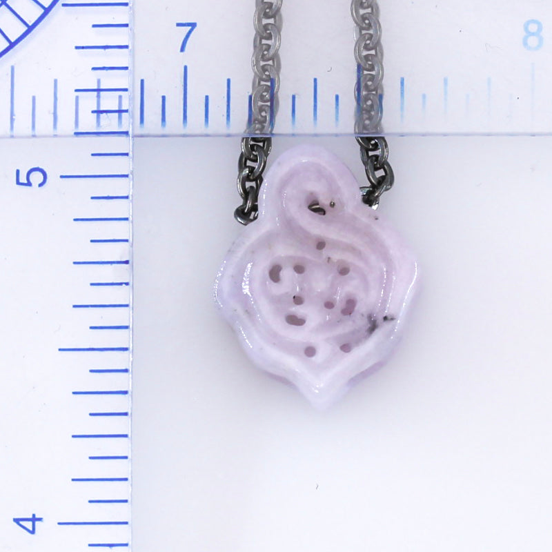 Small Lavender Jadeite Jade Carving on 18" Steel Chain | UPC #393097