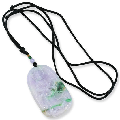 LAVENDER JADEITE JADE CARVED KWAN YIN NECKLACE UPC #393288