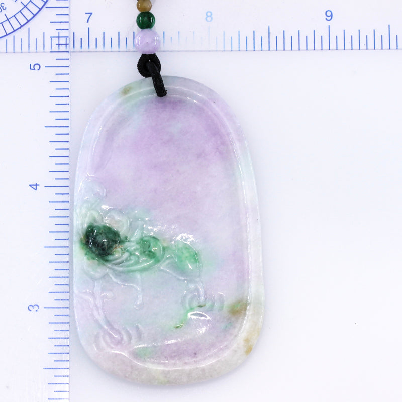 LAVENDER JADEITE JADE CARVED KWAN YIN NECKLACE UPC #393288