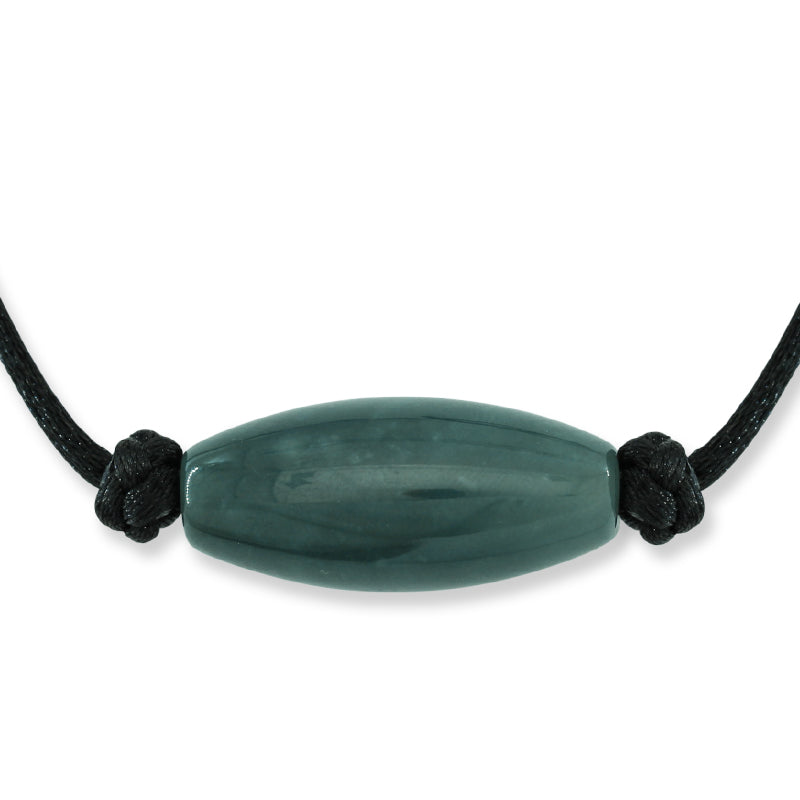 Elongated Barrel Pendant on Cord | Guatemalan Jade for Men  | UPC #393844