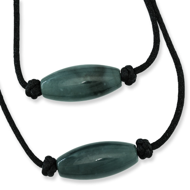 Elongated Barrel Pendant on Cord | Guatemalan Jade for Men  | UPC #393844