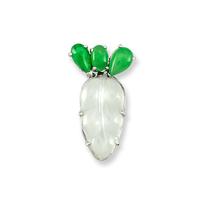 ESTATE WHITE GOLD ICE JADEITE JADE LEAF PENDANT UPC #317833