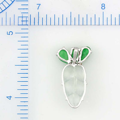 ESTATE WHITE GOLD ICE JADEITE JADE LEAF PENDANT UPC #317833