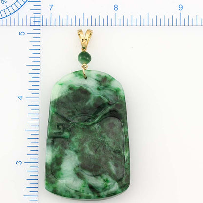 18K Yellow Gold Jade Pendant | Green Jadeite Jade Carving of Butterfly | UPC #345539