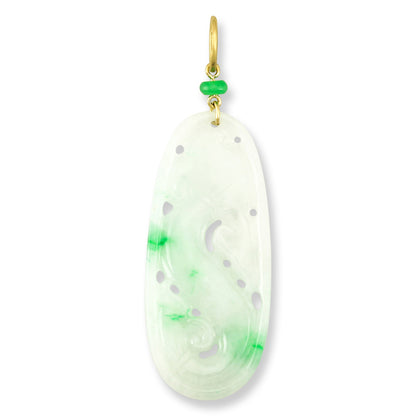 Jade Ruyi | 18K Yellow Gold Moss in Snow Jade with Lingzhi Mushroom Carving | UPC #348424