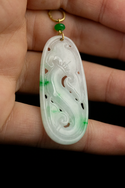 Jade Ruyi | 18K Yellow Gold Moss in Snow Jade with Lingzhi Mushroom Carving | UPC #348424