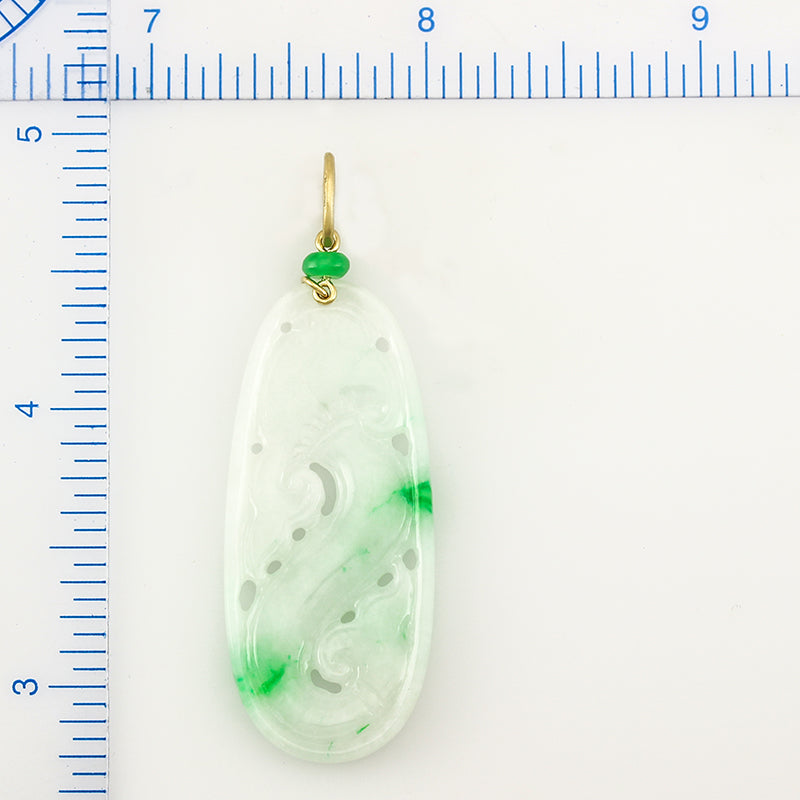 Jade Ruyi | 18K Yellow Gold Moss in Snow Jade with Lingzhi Mushroom Carving | UPC #348424