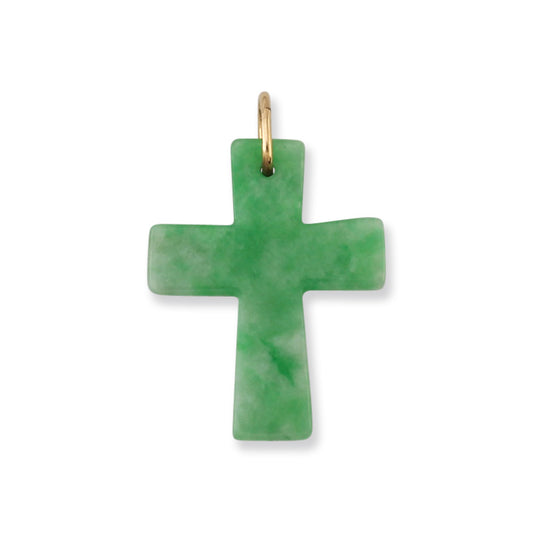 14K Green Jadeite Jade Cross Pendant | UPC #392038