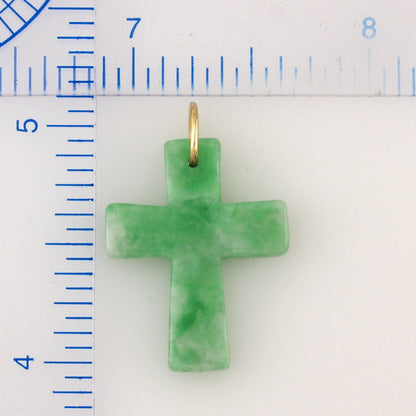 14K GREEN JADEITE JADE CROSS PENDANT UPC #392038