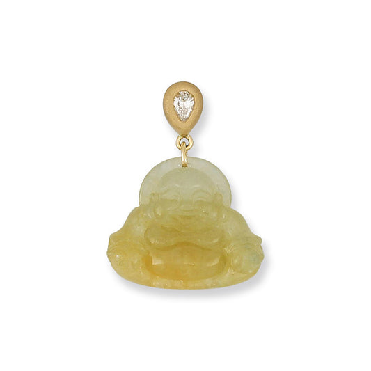 18K YELLOW GOLD YELLOW JADEITE JADE BUDDHA PENDANT UPC #354326