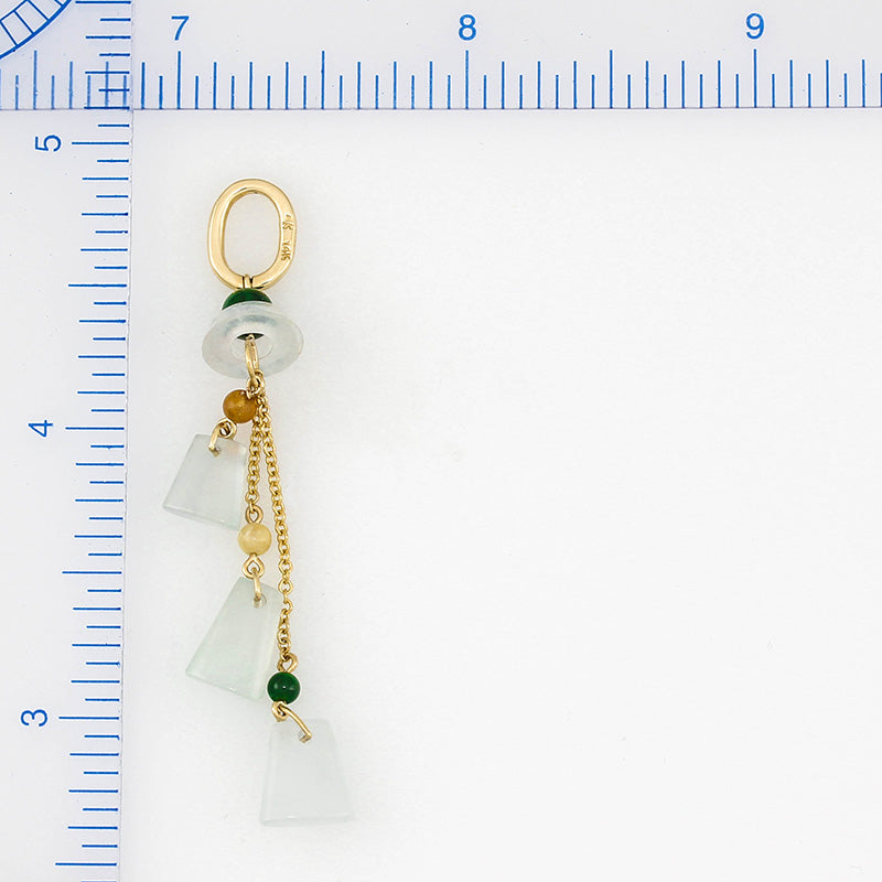 14K YELLOW GOLD ICE JADEITE JADE DANGLE PENDANT UPC #355309