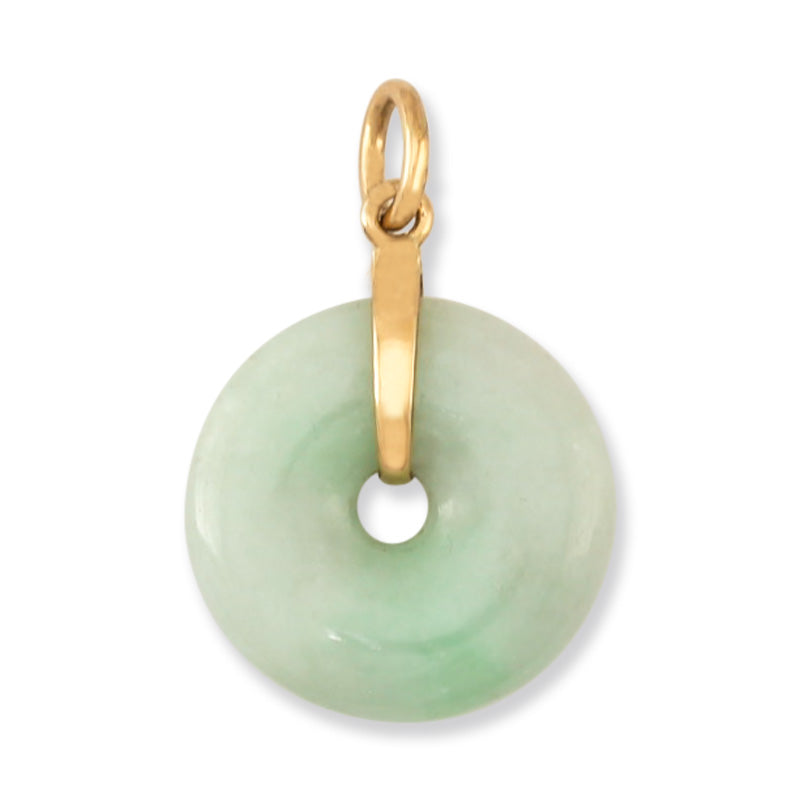 Natural Jade Donut Pendant in 14K Yellow Gold | UPC #369658