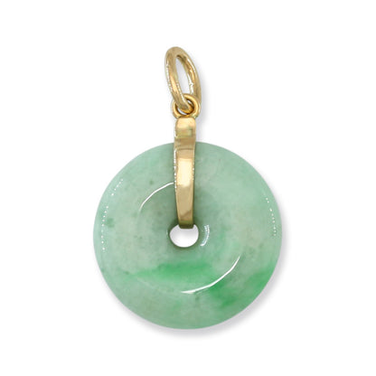 Small Jade Pendant for Women | 14K Yellow Gold Jadeite Jade Disc Pendant | UPC #394254