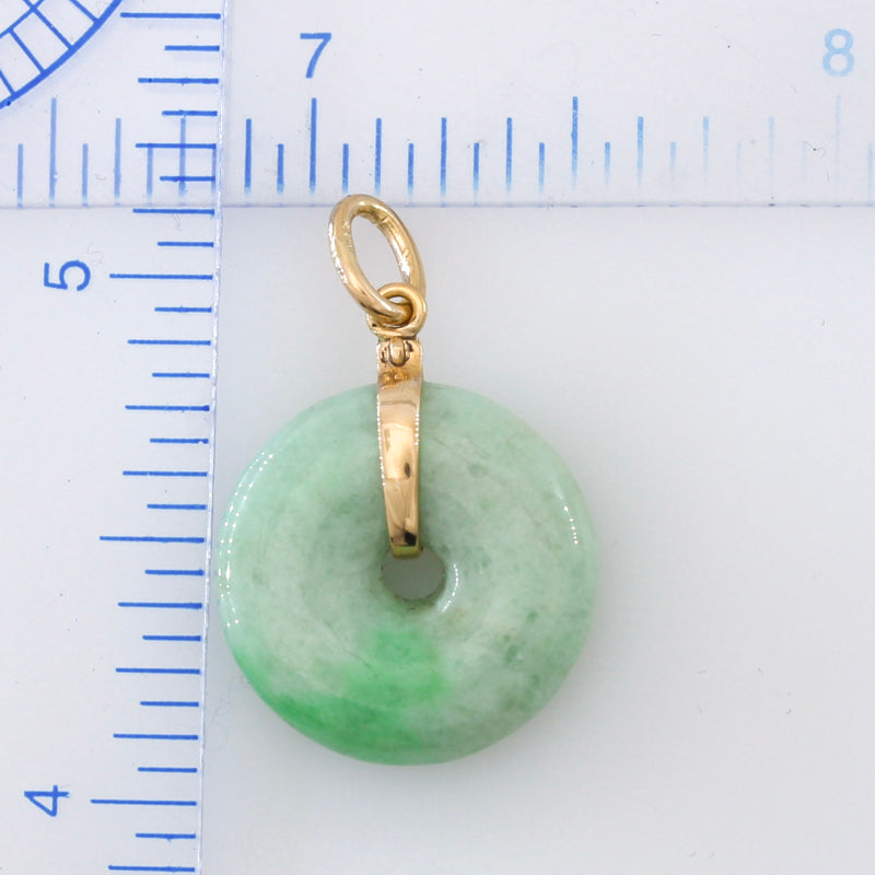 Small Jade Pendant for Women | 14K Yellow Gold Jadeite Jade Disc Pendant | UPC #394254