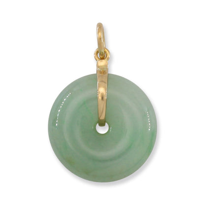 14K YELLOW GOLD GREEN JADEITE JADE PI DISC PENDANT UPC #394186