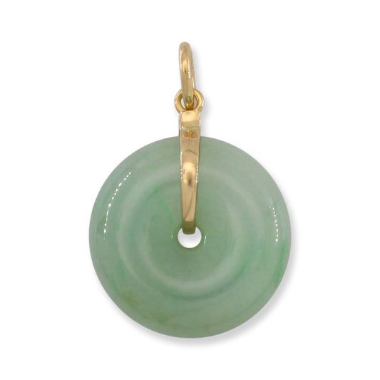 Small Green Jade Disc Pendant in 14K Yellow Gold | UPC #394186