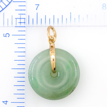 14K YELLOW GOLD GREEN JADEITE JADE PI DISC PENDANT UPC #394186