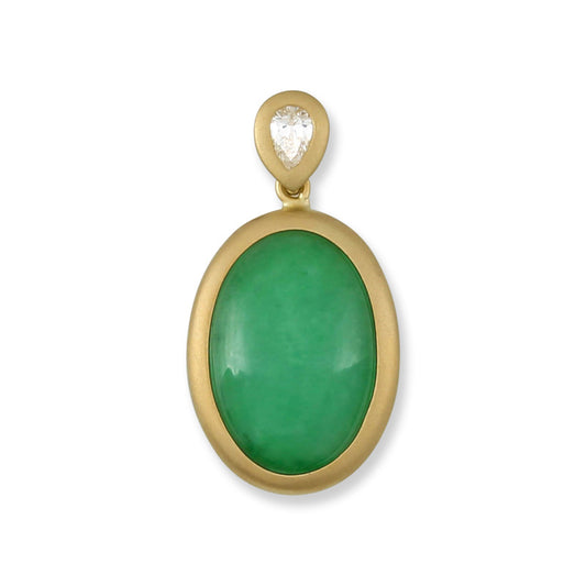 18K YELLOW GOLD GREEN JADEITE JADE PENDANT UPC #364912