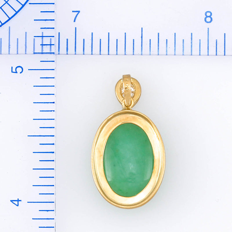 18K YELLOW GOLD GREEN JADEITE JADE PENDANT UPC #364912