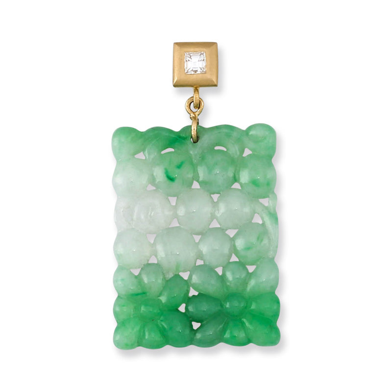 18K YELLOW GOLD GREEN JADEITE JADE PENDANT UPC #368637