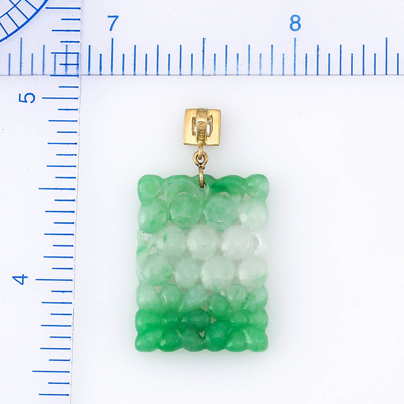 18K YELLOW GOLD GREEN JADEITE JADE PENDANT UPC #368637