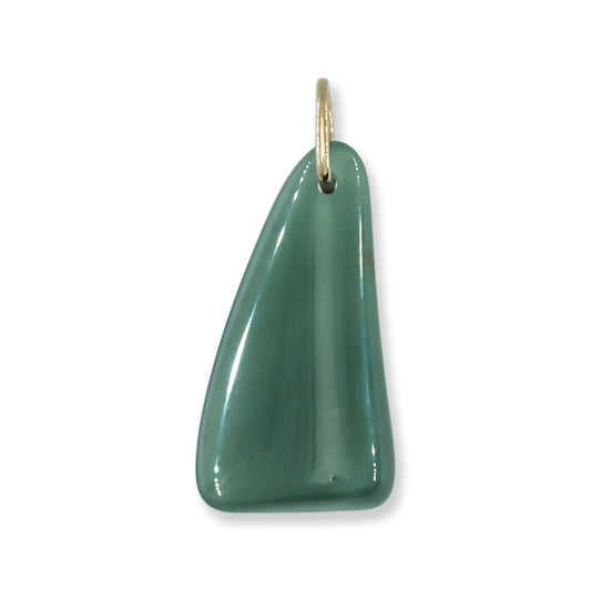 Small Freeform Blue Green Jadeite Jade Pendant in 14K Yellow Gold | UPC #394483