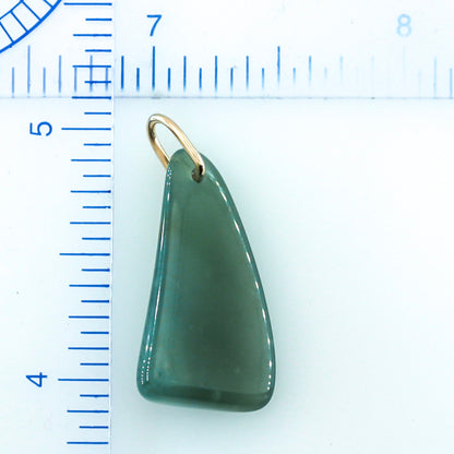 Small Freeform Blue Green Jadeite Jade Pendant in 14K Yellow Gold | UPC #394483