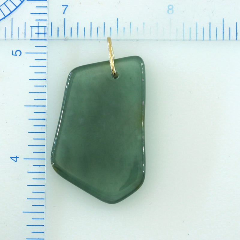 Freeform Guatemalan Jade Blue-Green Jadeite 14K Pendant | UPC #394506