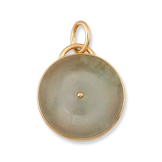 14K YELLOW GOLD WATER JADEITE JADE DISC PENDANT UPC #376625